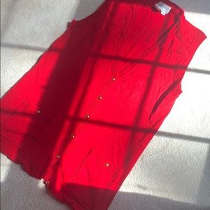 Gorgeous red sweater vest with gold buttons!